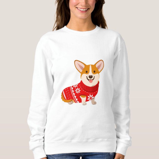 Gemütlicher Corgi-Sweater Sweatshirt (Vorderseite)