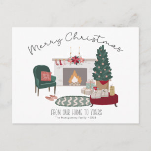 Gemütlicher Country Zuhause Weihnachtsbaum Frohe Postkarte