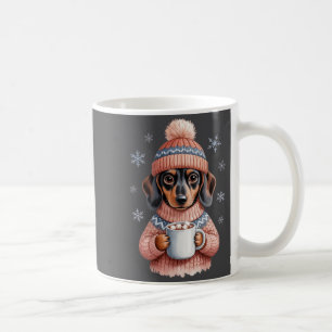 Gemütlicher Dachshund-Hund mit heißer Schokolade F Kaffeetasse