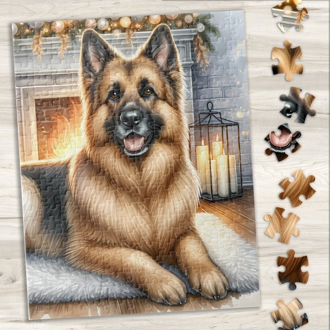 Gemütlicher deutscher Schäferhund Dog Holiday Weih Puzzle (Von Creator hochgeladen)