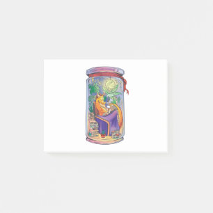 Gemütlicher Drache liest Bücher Post-it Klebezettel