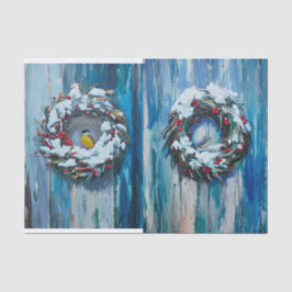 Gemütlicher Empfang, Winterkranz und Vögel Seidenpapier