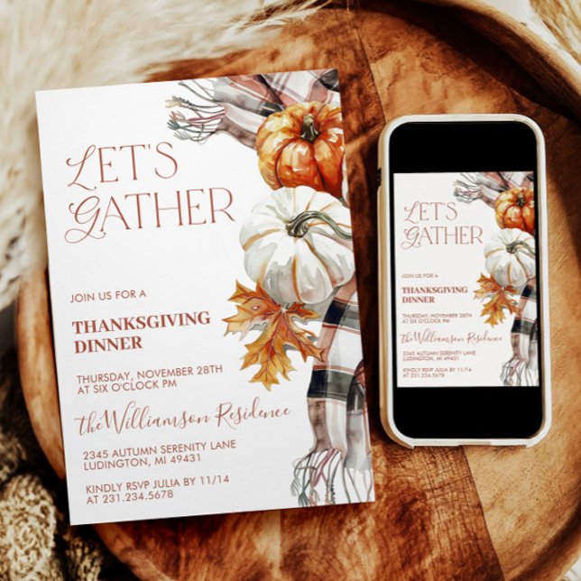 Gemütlicher Erntedank - Treffen wir zusammen Einladung (Cozy Thanksgiving Invitation - Let's Gather)