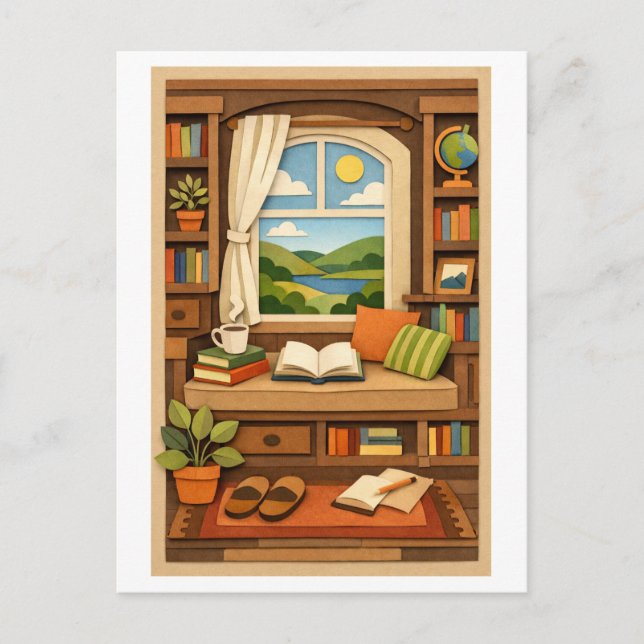 Gemütlicher Fensterplatz Postkarte (Vorderseite)