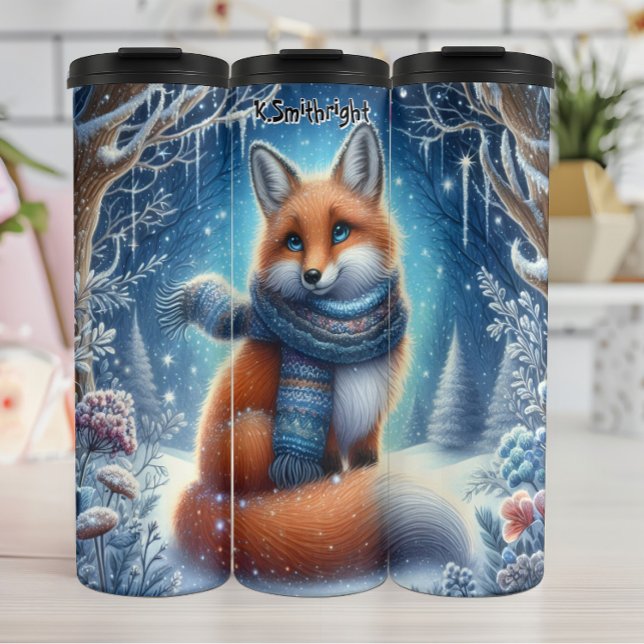 Gemütlicher Fox im Schneewald Thermosbecher (Von Creator hochgeladen)