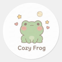 Gemütlicher Frosch-Aufkleber | Süßer Kawaii-Pastel
