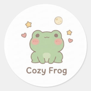 Gemütlicher Frosch-Aufkleber   Süßer Kawaii-Pastel Runder Aufkleber