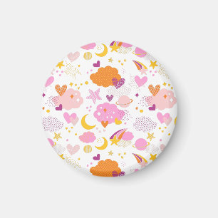 Gemütlicher Galaxie- Kosmos, Mond, Sterne und Herz Magnet