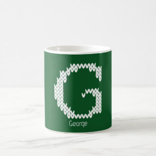 Gemütlicher gestrickter Alphabetbuchstabe G Kaffeetasse