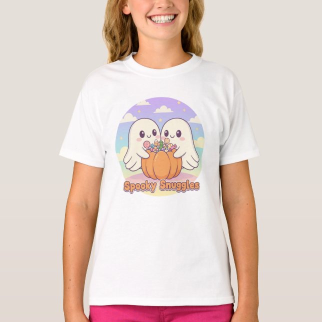 Gemütlicher Ghosts & Candy Halloween T - Shirt - N (Vorderseite)