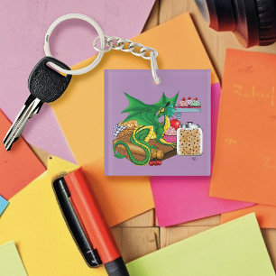 Gemütlicher grüner Pasteten-Koch-Drachen-Küchen-Bä Schlüsselanhänger