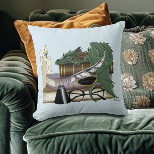 Gemütlicher Grüner Whimsical Schlafdrache Bücherli Kissen