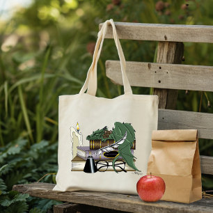 Gemütlicher Grüner Whimsical Schlafdrache Buchlieb Tragetasche