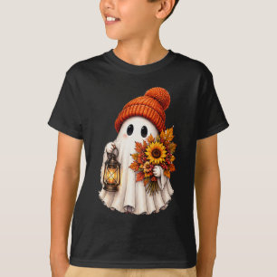 Gemütlicher Halloween-Geist-Laterne Sonnenblumen T-Shirt
