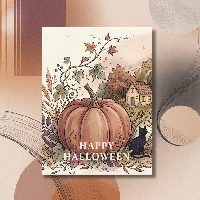 Gemütlicher Halloween-Kürbis Herbst Postkarte (Von Creator hochgeladen)