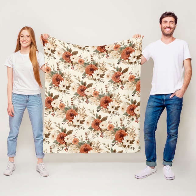 Gemütlicher Herbst-Blumenprint-Digitalkunst Fleecedecke (Beispiel)