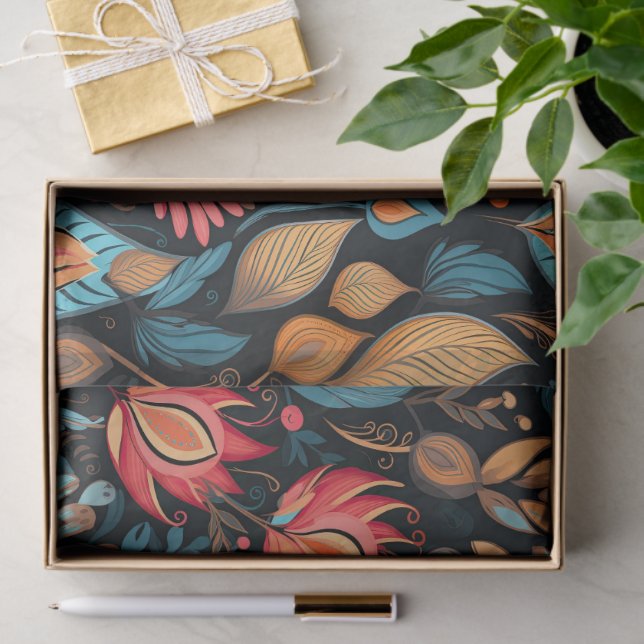 Gemütlicher Herbst florale Print Digital Folklorek Seidenpapier (Geschenk)