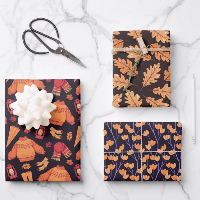 Gemütlicher Herbst Geschenkpapier Set (Vorderseite)