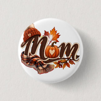 Gemütlicher Herbst-Mama-Kürbis-Herbstlaub Button