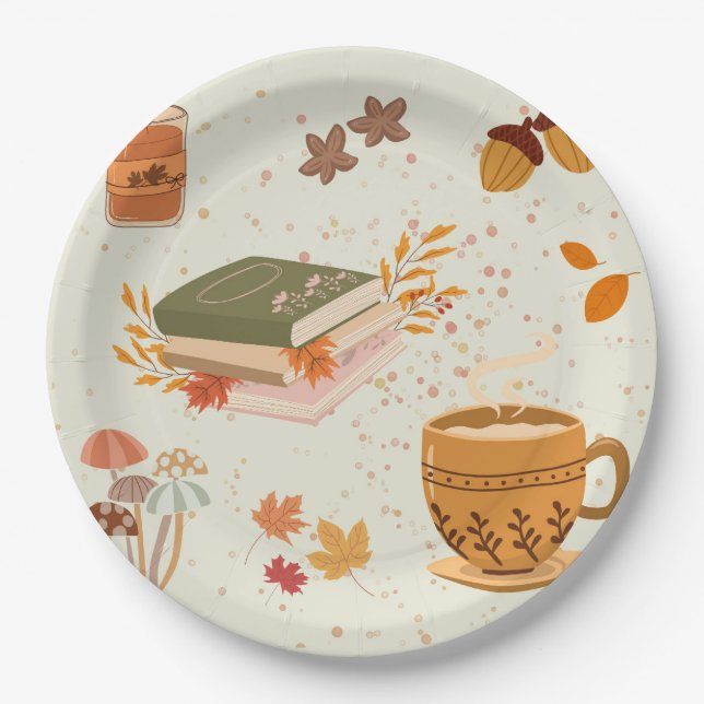Gemütlicher Herbst Pappteller (Vorderseite)