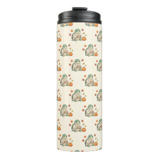 Gemütlicher Herbst-Schildkröte Kawaii Kürbis-Gewür Thermosbecher
