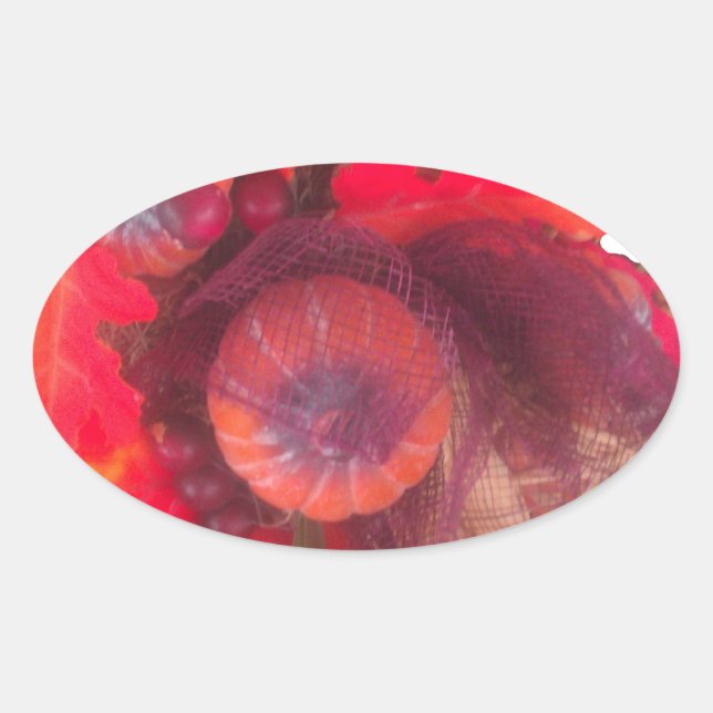 Gemütlicher Herbstgarten - Herbstdekor und Geschen Ovaler Aufkleber (Vorderseite)