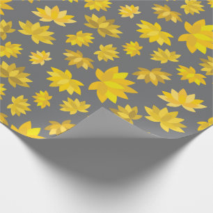 Gemütlicher Herbstgelber Blütengrau nahtlos Geburt Geschenkpapier