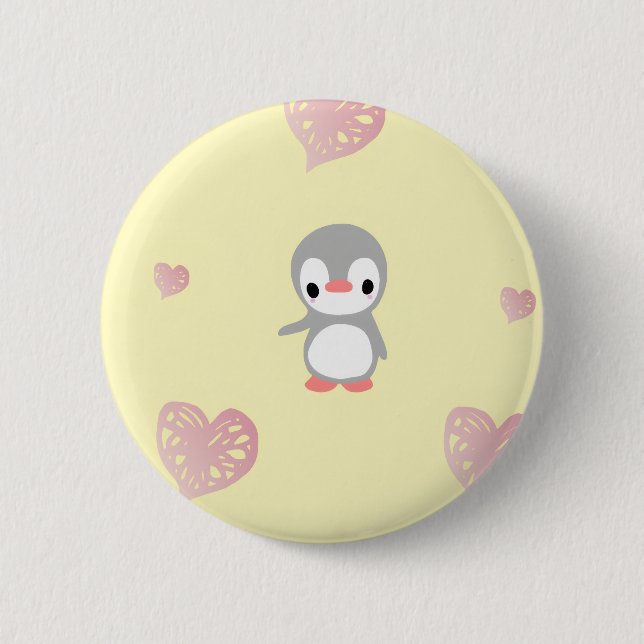 Gemütlicher Herz erwärmender Pinguin Button (Vorderseite)