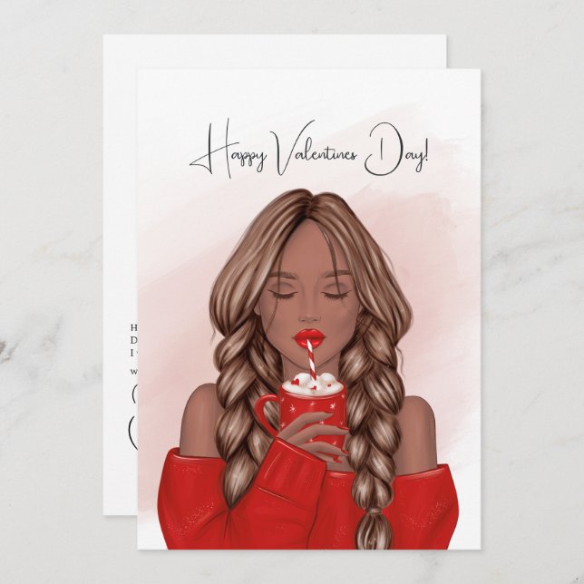 Gemütlicher Hot Cocoa Valentinstag Gruß Feiertagskarte (Vorne/Hinten)