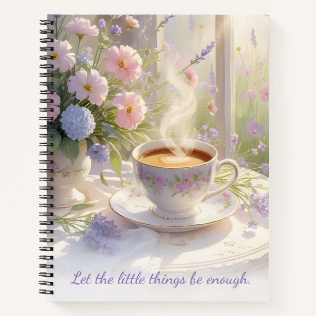 Gemütlicher Hütte Kaffee & Wildblumen ・ Rustikaler Notizbuch (Vorderseite)