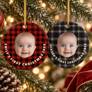 Gemütlicher Imperial Tartan Karierter Baby-Erstwei Keramik Ornament