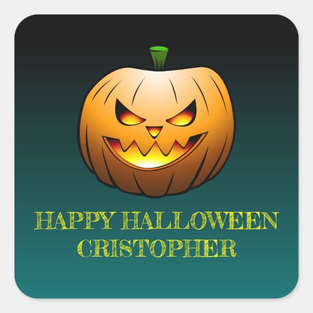 Gemütlicher Jack o'lantern Halloween Pumpkin Quadratischer Aufkleber (Vorderseite)