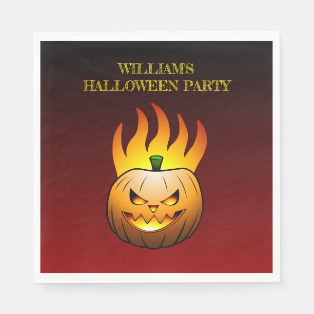Gemütlicher Jack o'lantern Halloween Pumpkin Serviette (Vorderseite)