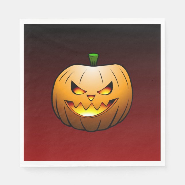 Gemütlicher Jack o'lantern Halloween Pumpkin Serviette (Vorderseite)