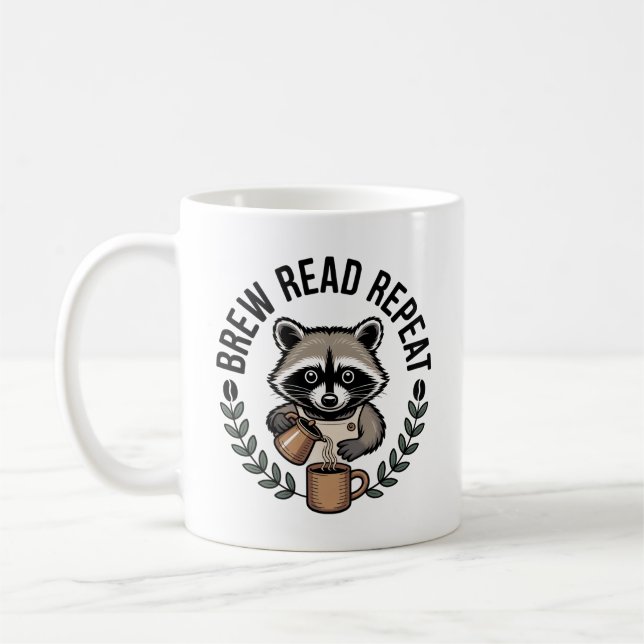 Gemütlicher Kaffee Herbst Brown Raccoon Kaffeetasse (Links)