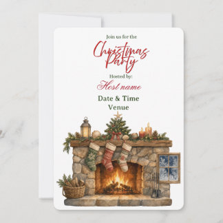 Gemütlicher Kamin Weihnachten Einladung