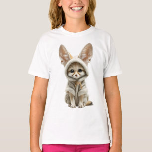Gemütlicher Kapuzen-Fennec-Fuchs für Kinder T-Shirt