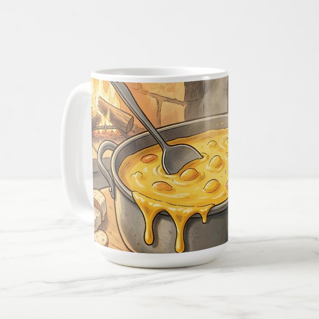 Gemütlicher Käsefondue-Kamin Kaffeetasse (Vorderseite Links)