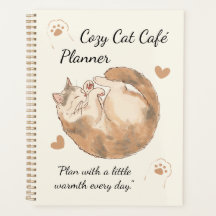 Gemütlicher Katzen-Café-Planer | Süßes Kawaii-Jour