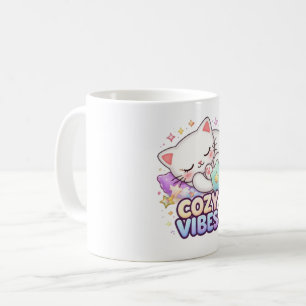 Gemütlicher Katzenaufkleber Süße schlafende Katz Kaffeetasse