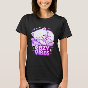 Gemütlicher Katzenaufkleber Süße schlafende Katz T-Shirt