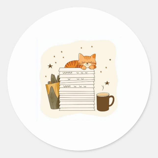Gemütlicher Katzenleseaufkleber Runder Aufkleber (Vorderseite)