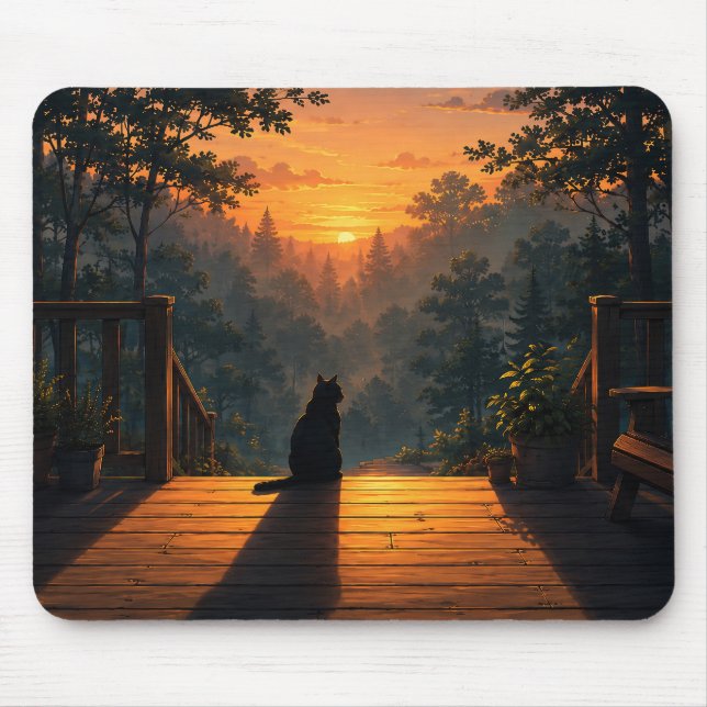 Gemütlicher Katzenliebhaber Lofi-Ästhetik Mousepad (Vorne)