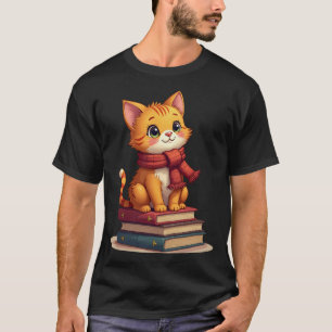 Gemütlicher Katzenliebhaber mit gestricktem Schal  T-Shirt
