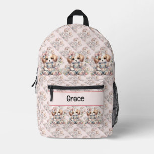 Gemütlicher Kawaii Cottagecore Farmcore Welpen-Sti Bedruckter Rucksack