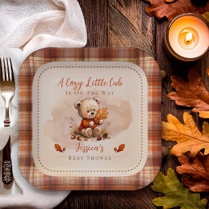 Gemütlicher kleiner Bär-Herbst-Teddybär-Baby-Party Pappteller