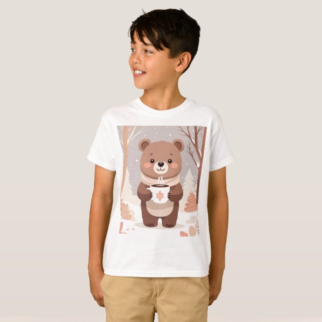Gemütlicher kleiner Bär und heißer Cocoa bleibe T-Shirt (Vorne ganz)