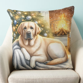 Gemütlicher Labrador Retriever Weihnachtsgelber Hu Kissen