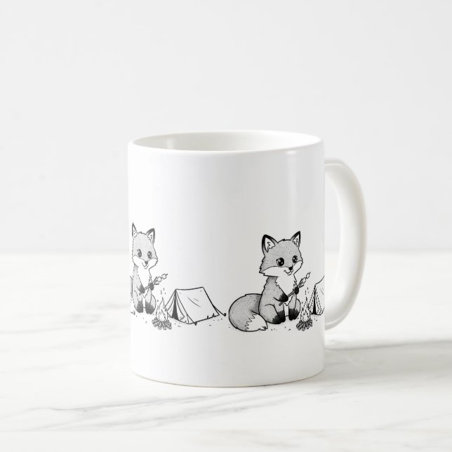 Gemütlicher Lagerfeuer-Fuchs-Becher Kaffeetasse (VorderseiteRechts)