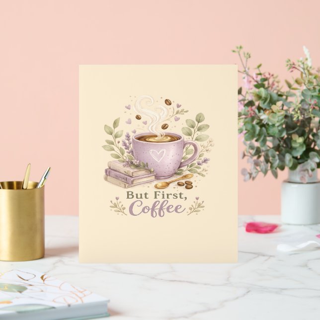Gemütlicher Lavendel-Wasserfarbe-Kaffee Acrylschild (Hochzeit)